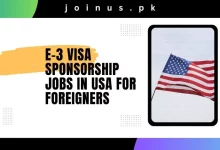 Photo of E-3 Visa Sponsorship Jobs in USA for Foreigners 2024